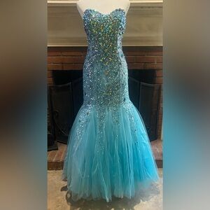 Sparkling Blue Mermaid Gown
